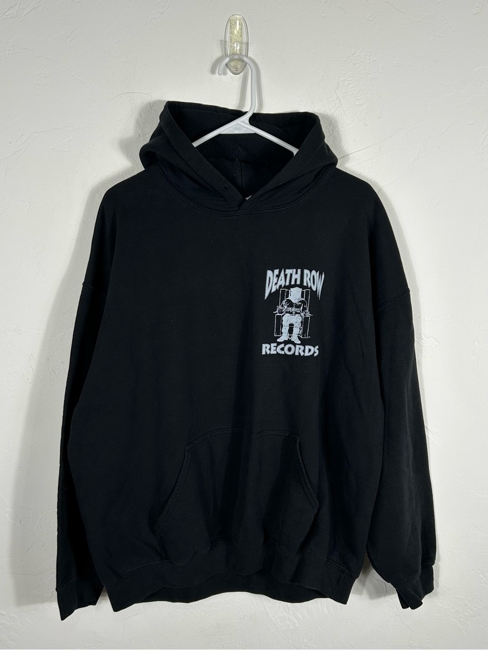 🔥DEATH ROW RECORDS Graphic Pullover RAP Music Hoodie Black Men's Sz Lg - EUC